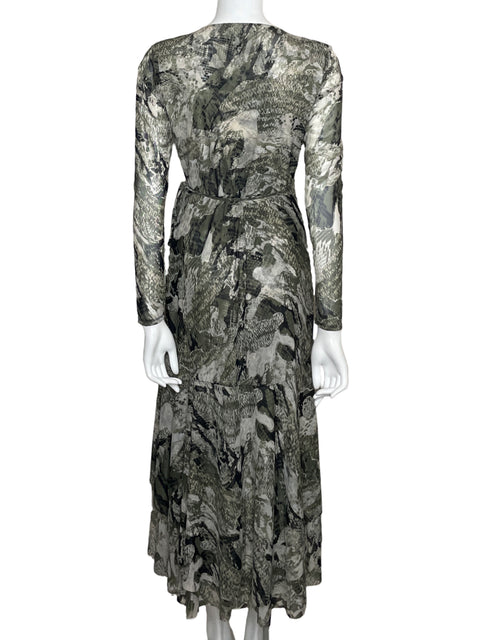Vestido White House Black Market Long sleeve Animal print Verde - Talla 2