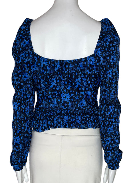 Blusa Zara Abullonado Ajustado Azul - Talla M