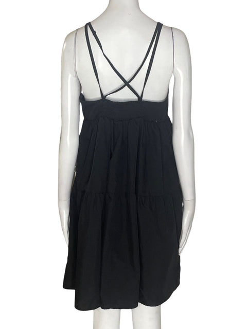 Vestido Pena Recojido Tiras Negro - Talla L