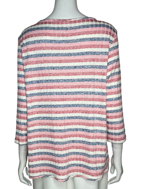 Blusa Ruby Rd Estampado Rayas Rosado - Talla M