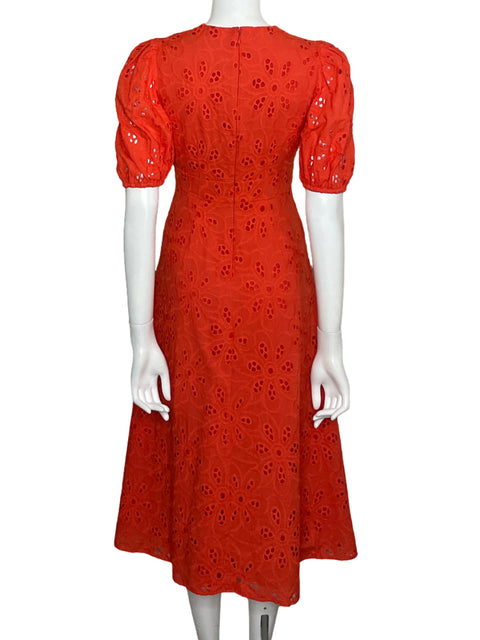 Vestido Maggy London Eyelet Midi Naranja - Talla 2