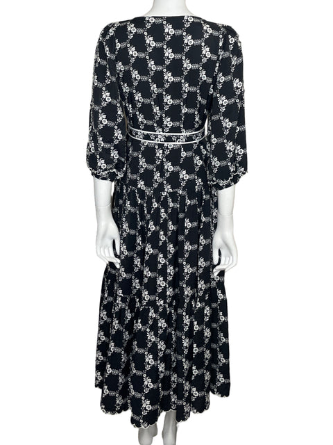Vestido Ann Taylor Maxi Floral Negro - Talla 2