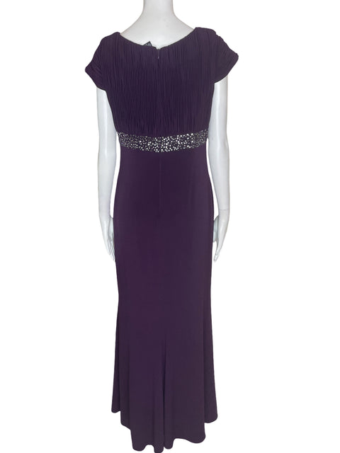 Vestido De Fiesta Js Boutique Lentejuelas Plisado Morado - Talla 12