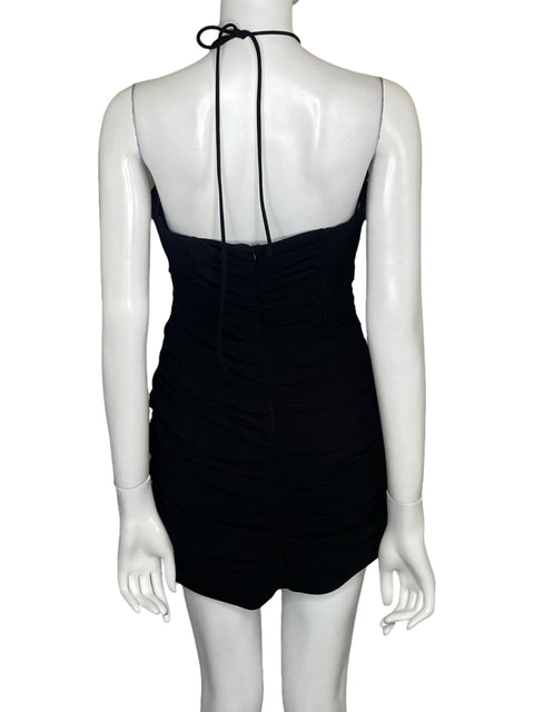 Vestido Zara Fruncido Mini Negro - Talla L