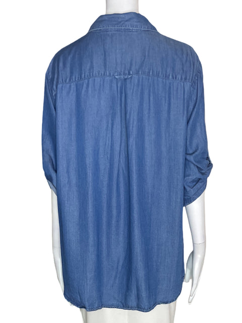 Blusa New York & Company Liso Cuello v Azul - Talla XL