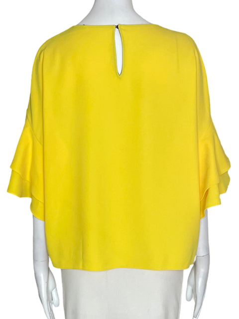 Blusa Zara Liso Ruchas Amarillo - Talla L