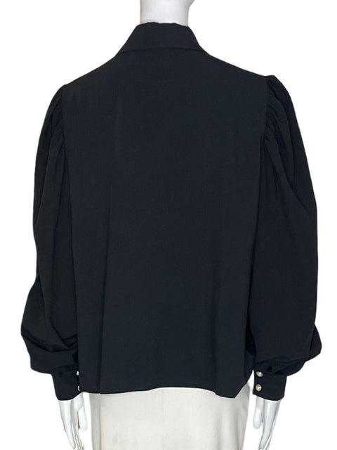 Blusa Tesoro Tps Liso Botones Negro - Talla L