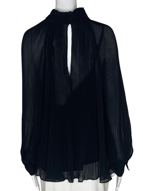 Blusa Banana Republic Plisado Fluido Negro - Talla L