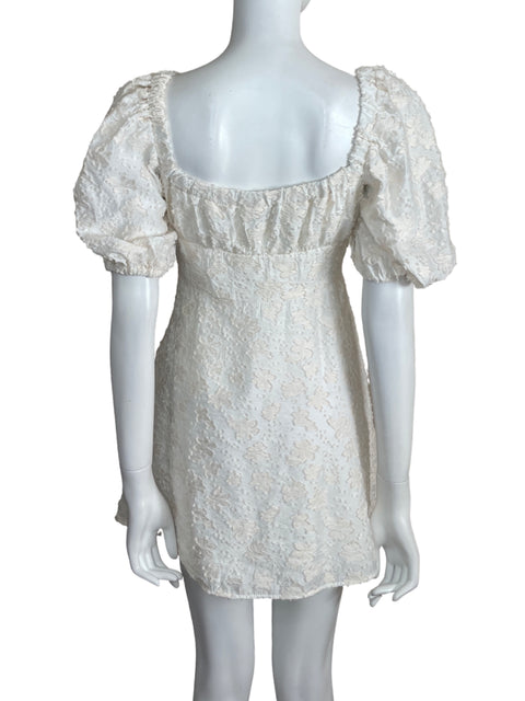 Vestido Zara Mini Texturizado Blanco - Talla S