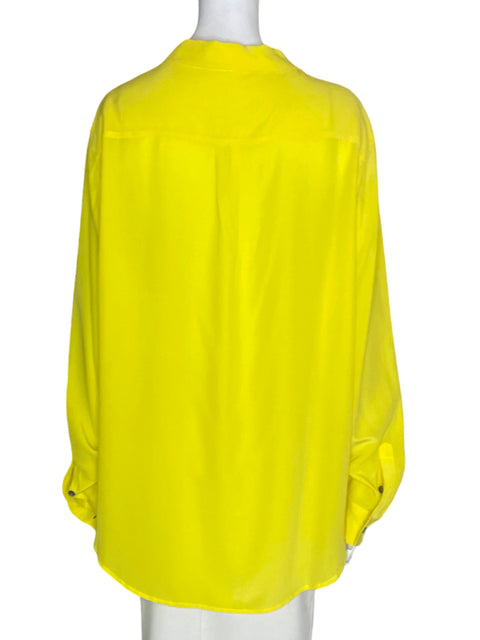 Blusa Vince Camuto Liso Bolsillo Amarillo - Talla XL