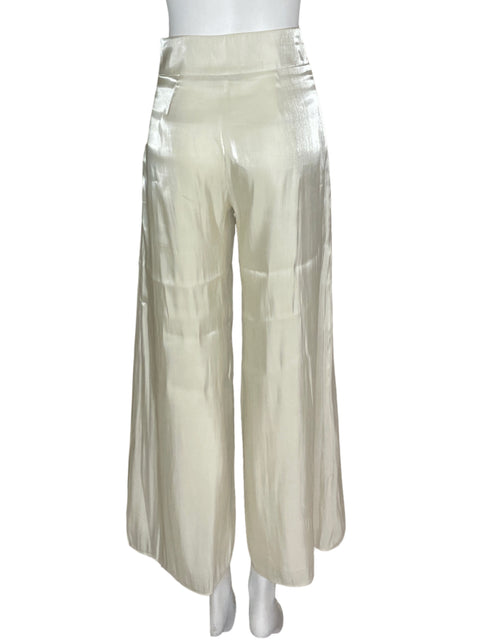 Pantalón Uterque Palazo Seda Beige - Talla S