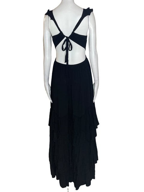 Vestido Especia Maxi Ruchas Negro - Talla M