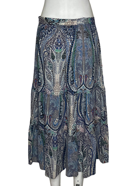 Falda Tahari Midi Pliegues Azul - Talla M
