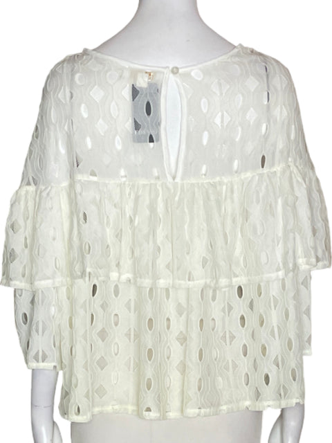 Blusa Eovvio Troquelado Malla Blanco - Talla XL