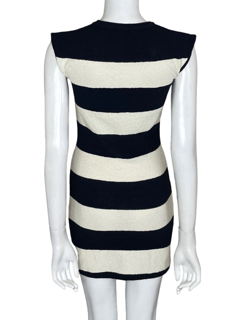Vestido Mudo Fts64 Rayas Texturizado Azul - Talla M