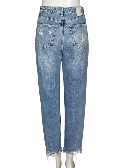 Pantalón Zara High-waist Denim Azul - Talla 4