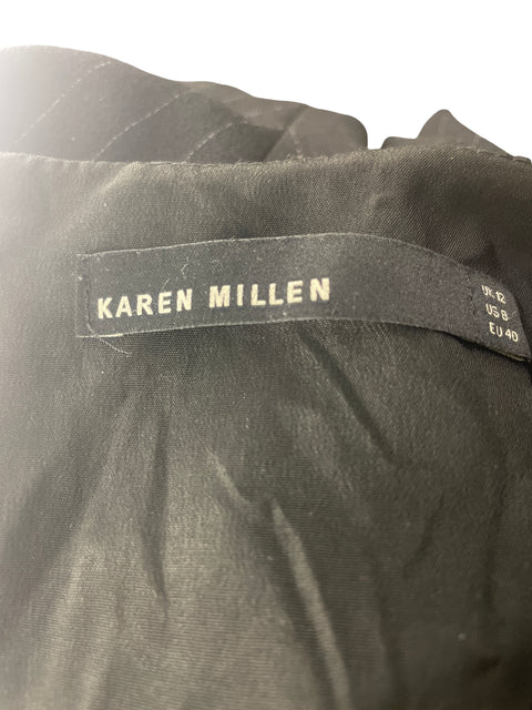 Vestido Karen Millen Midi Rayas Manga larga Negro - Talla 12