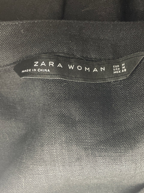 Vestido Zara Tejido Plisado Negro - Talla M