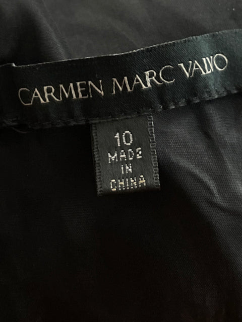 Vestido Carmen Marc Valvo Halter Floral Negro - Talla 10