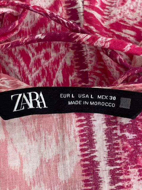 Vestido Zara Cut-out Patchwork Rosado - Talla L