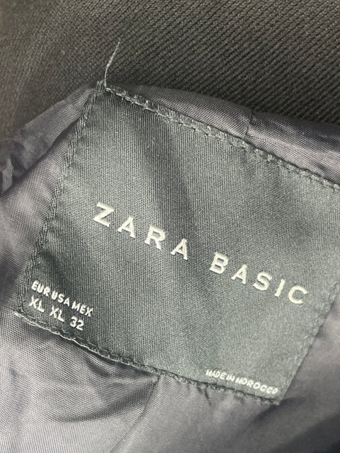 Chaqueta Zara Botones Cruzado Fajon Negro - Talla L