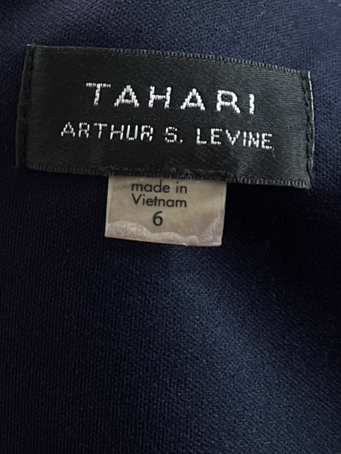 Vestido Tahari Pinzas Midi Azul - Talla 6