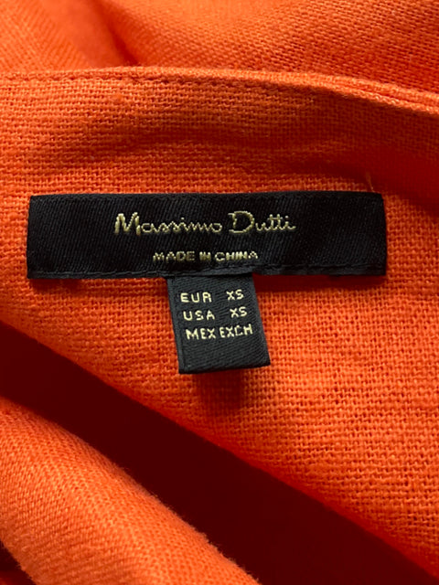 Vestido Massimo Dutti Mini Drapeado Naranja - Talla XS