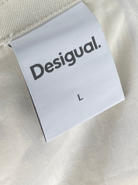 Chaqueta Desigual Texturizado Ajustado Beige - Talla L