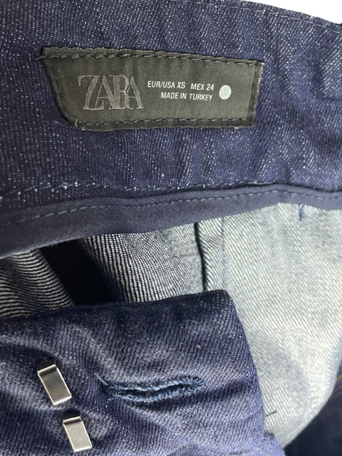 Pantalón Zara Globo Pinzas Azul - Talla XS