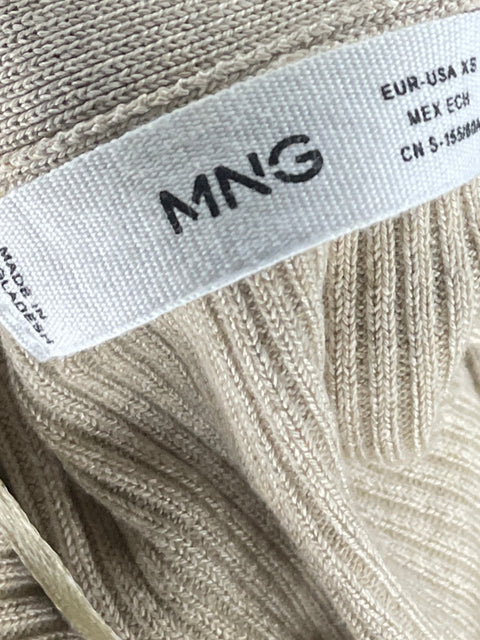 Cardigan Mango Largo Acanalado Beige - Talla S