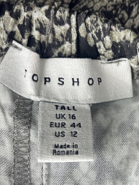 Pantalón Topshop Palazo Animal print Gris - Talla 16