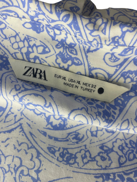 Blusa Zara Estampado Manga larga Azul - Talla XL