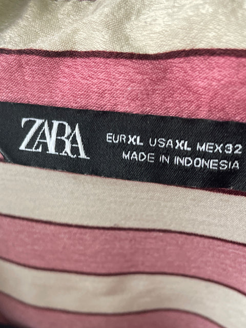 Blusa Zara Rayas Manga larga Rosado - Talla XL