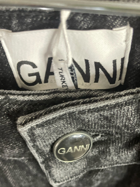 Pantalón Ganni Recto Bolsillo Negro - Talla 27