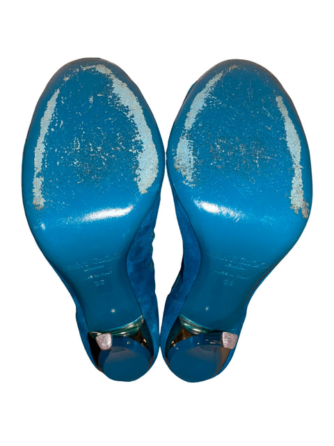 Sandalia Jimmy Choo Tamber Gamuzado Tacón alto Azul - Talla 38