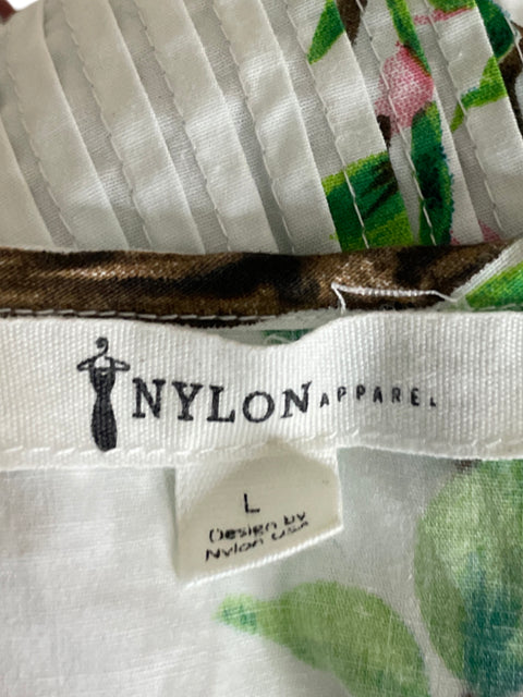 Vestido Nylon Apparel Plisado Midi Blanco - Talla L