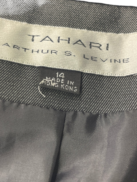 Conjunto Tahari Blazer Falda Liso Gris - Talla 14