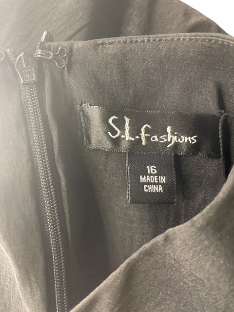 Conjunto S.l Fashions Liso Ruchas Negro - Talla 16