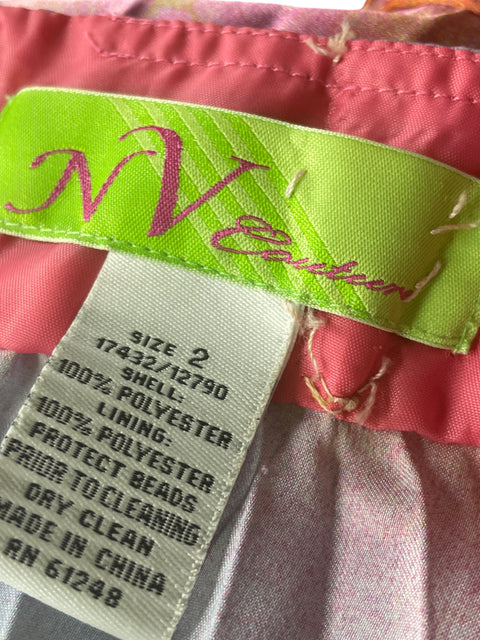 Vestido Nv Couture Maxi Plisado Rosado - Talla 2