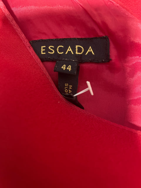 Vestido Escada Liso Sin mangas Rojo - Talla 44