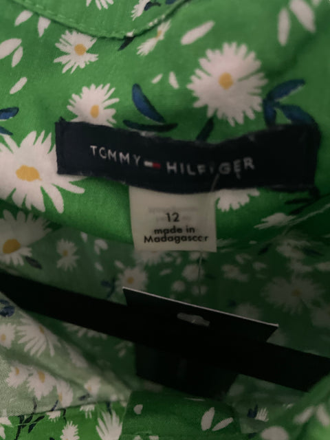 Vestido Tommy Hilfiger Sin mangas Floral Fajon Verde - Talla 12
