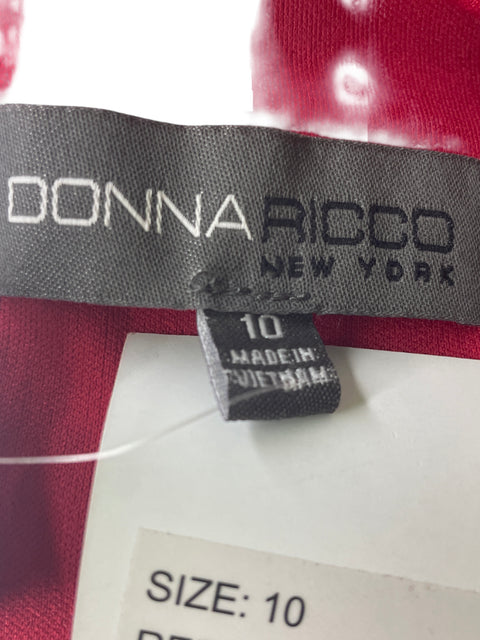 Vestido Donna Ricco Ruchas Sin mangas Ajustado Rojo - Talla 10