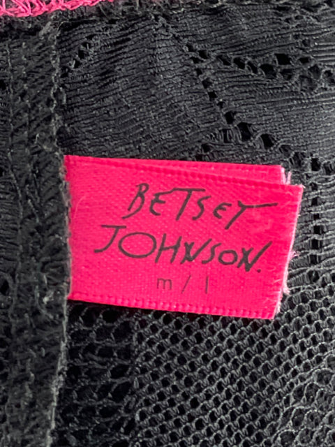 Pantalón Betsey Johnson Encaje Mesh Negro - Talla M