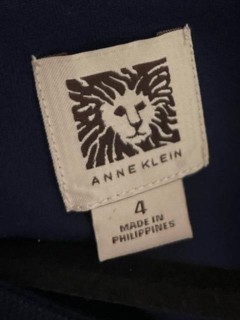 Vestido Anne Klein Estampado Cuello v Manga corta Azul - Talla 4
