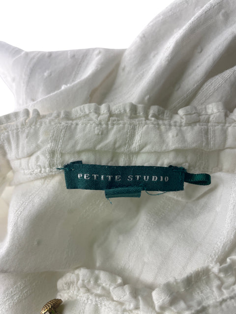 Blusa Petite Studio Bordado Botones Blanco - Talla 10
