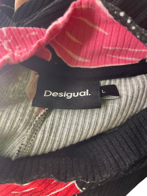 Vestido Desigual Estampado Ajustado Rojo - Talla L
