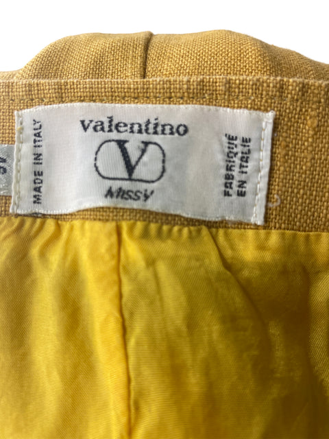 Vestido Valentino Liso Manga corta Lino Amarillo - Talla 12