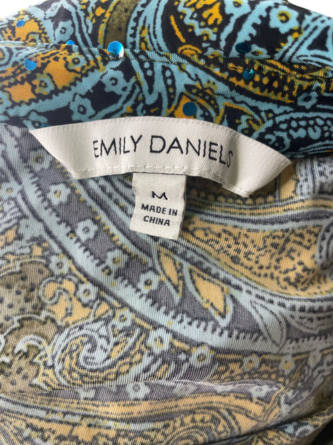 Vestido Emily Daniels Estampado Brillo Fajon Azul - Talla M