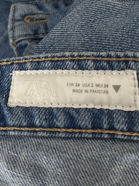 Pantalón Zara Bermuda Culotte Azul - Talla 2