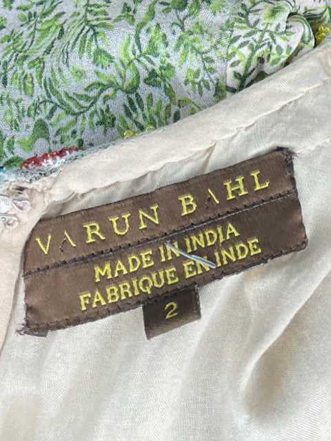 Vestido Varun Bahl Mini Hojas Verde - Talla 2